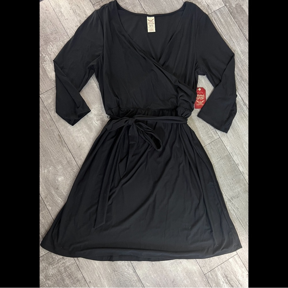 NWT Black Faux Wrap Dress